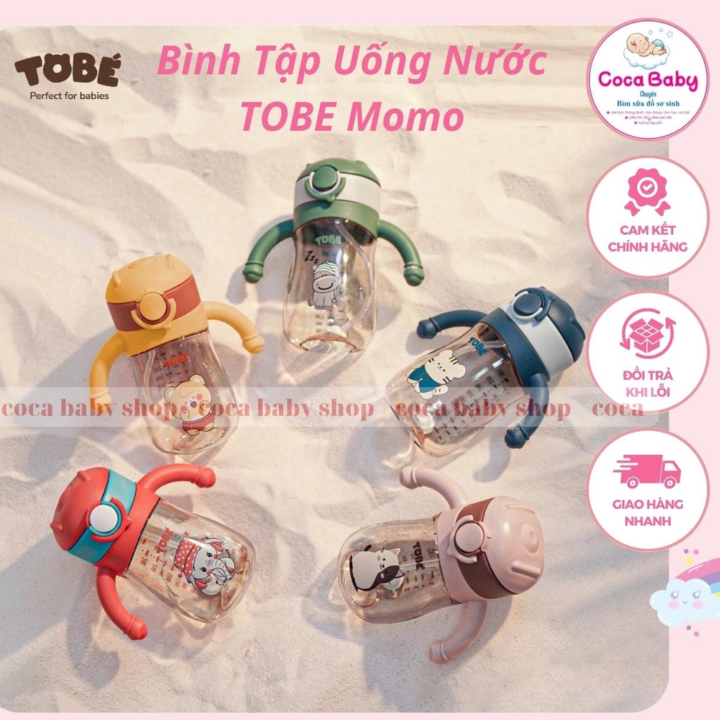 Bình Tập Uống Nước TOBE Momo Chất Liệu PPSU Cao Cấp Kèm Tay Cầm