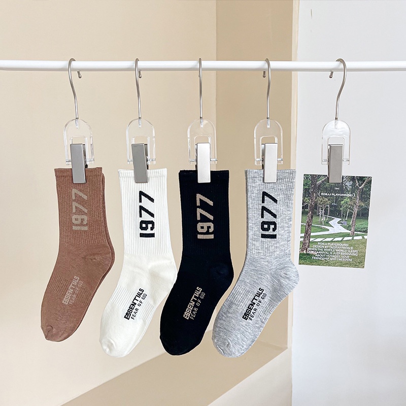 Vớ Cotton Unisex Thoáng Khí Màu Sắc Đơn Giản Phong Cách Đường Phố Harajuku Năm 1977