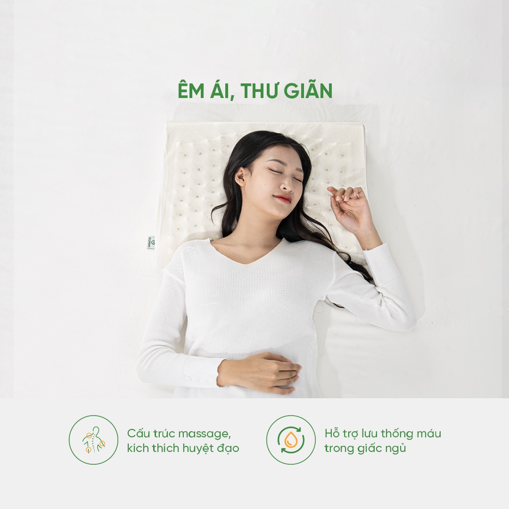 Gối ngủ cao su thiên nhiên Gummi Oren nâng đỡ cổ vai gáy tối ưu ngủ sâu chống ngáy hàng chính hãng Vua Nệm