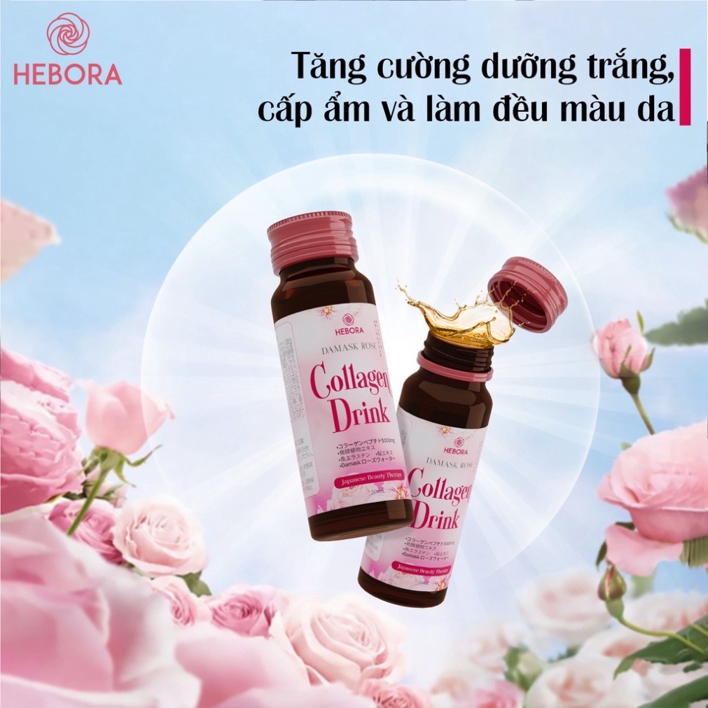 Nước Uống Hebora Collagen Drink Nhật Bản Hộp 10 Chai - Giúp Da Khoẻ Đẹp -Căng Bóng