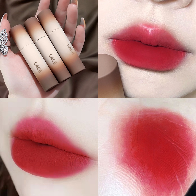 Thỏi Son Lì Nhung Mịn Chống Thấm Nước Lâu Trôi Không Phai Màu Cace Red Brown