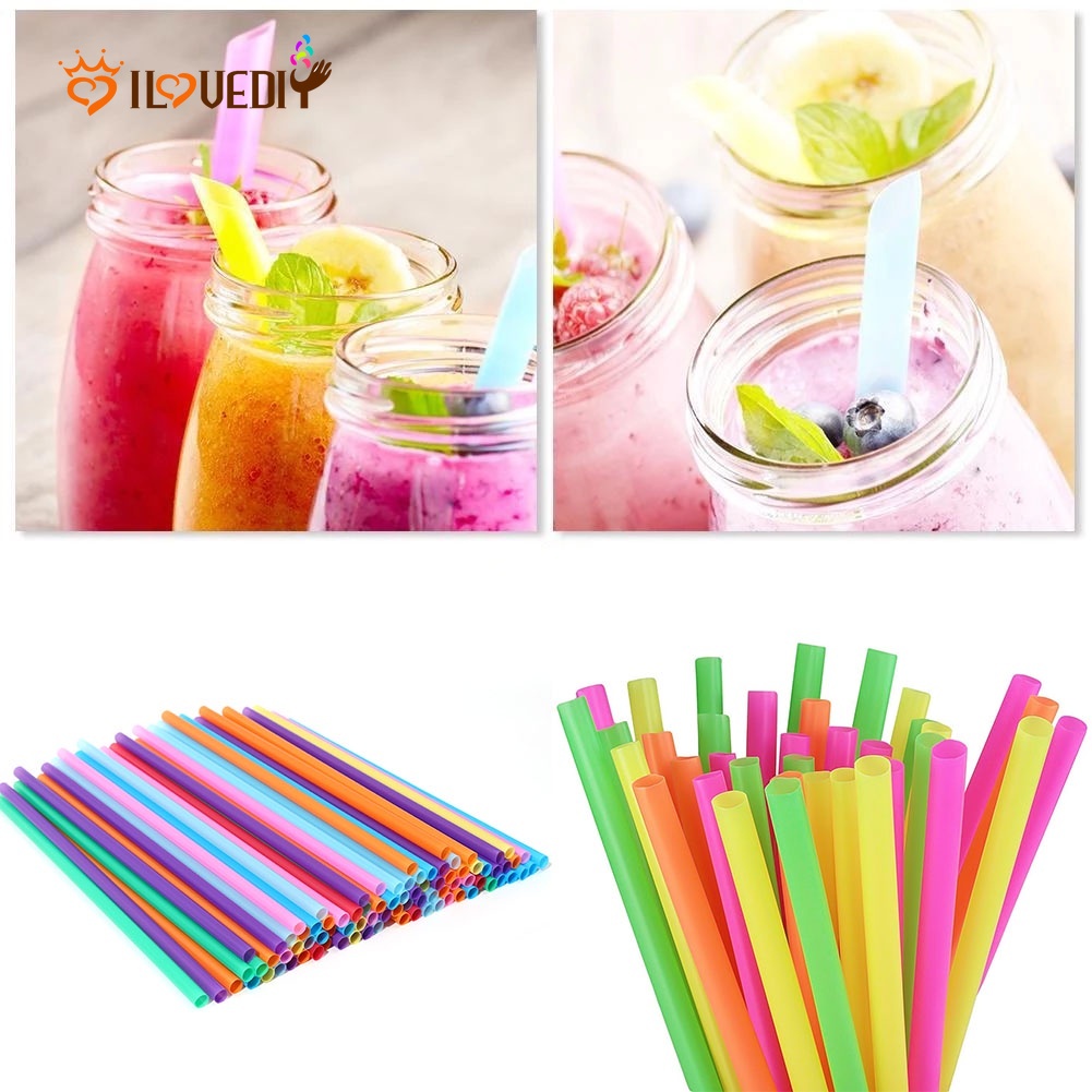 Set 100 Ống Hút Thẳng Bằng Nhựa Nhiều Màu Sắc Sáng Tạo Cho Tiệc Cưới / Nhà Bếp