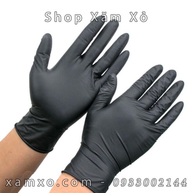 Set 20 chiếc găng tay màu đen siêu dai xăm hình và phun xăm không bột - dụng cụ xăm sài gòn