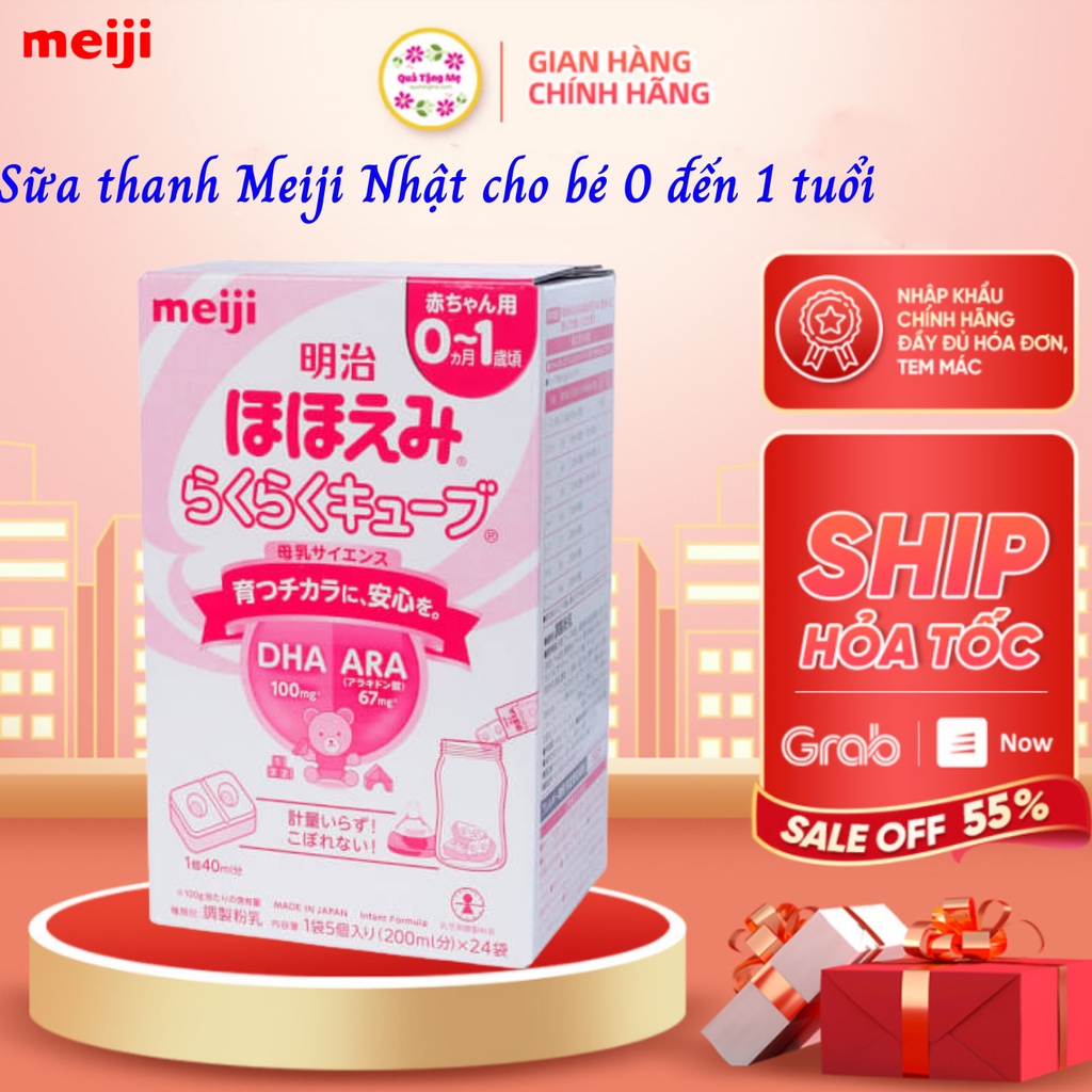 Sữa thanh Meiji Nhật cho bé 0 - 1 tuổi giúp bé phát triển cân đối chiều cao, cân nặng, trí não healthy care QuaTangMe