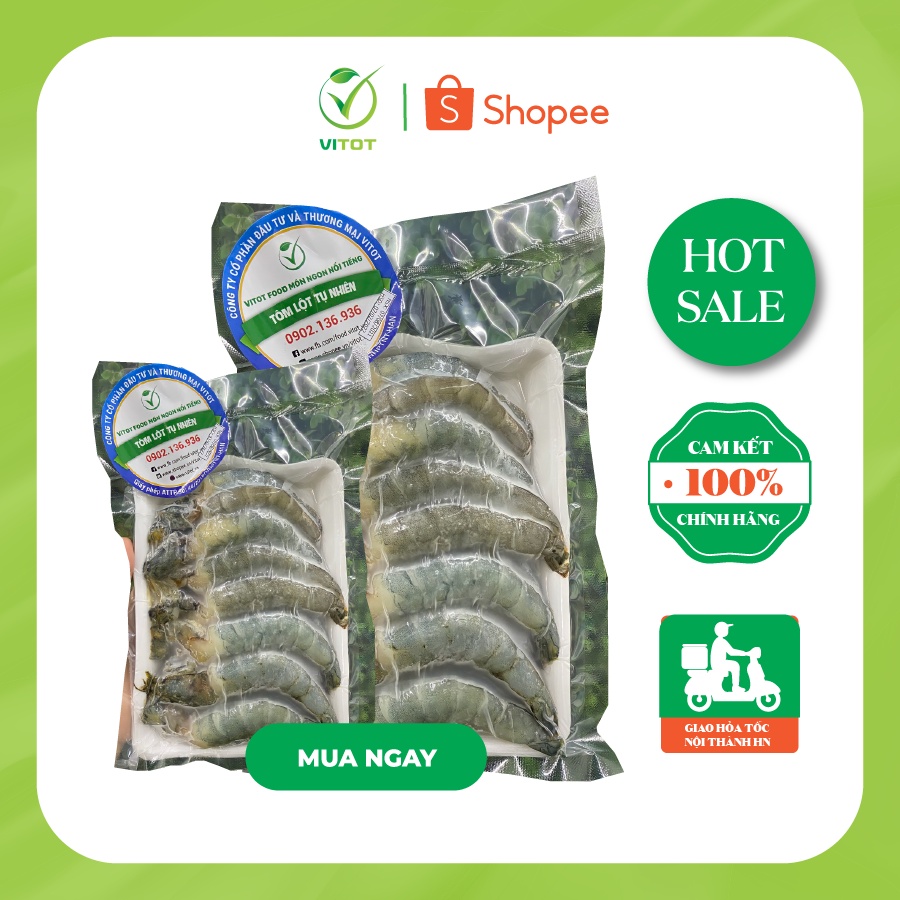 Tôm Lột Tự Nhiên VITOT Vỏ Mềm Ngon Ngọt Thịt Chắc Đóng Gói 500gr