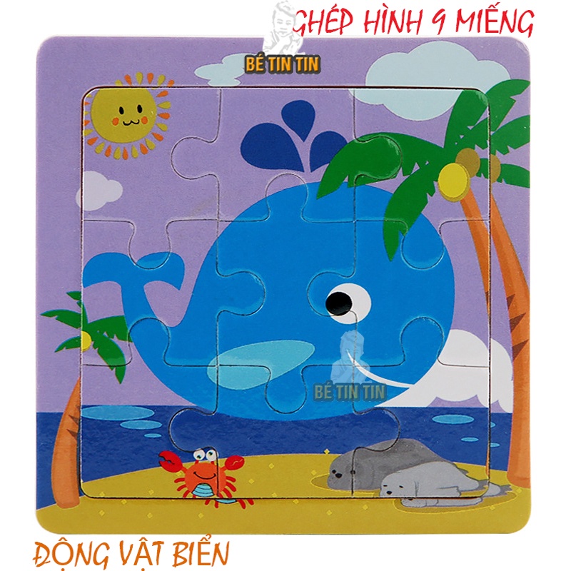 Bảng ghép 9 miếng cho bé bằng gỗ - gỗ ghé 9 miếng