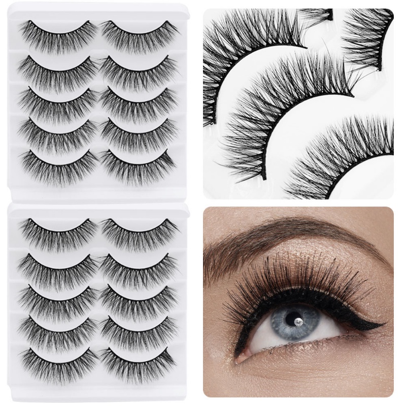Bộ 5 Cặp Lông Mi Giả 3D Dài Và Dày Tự Nhiên Màu Đen