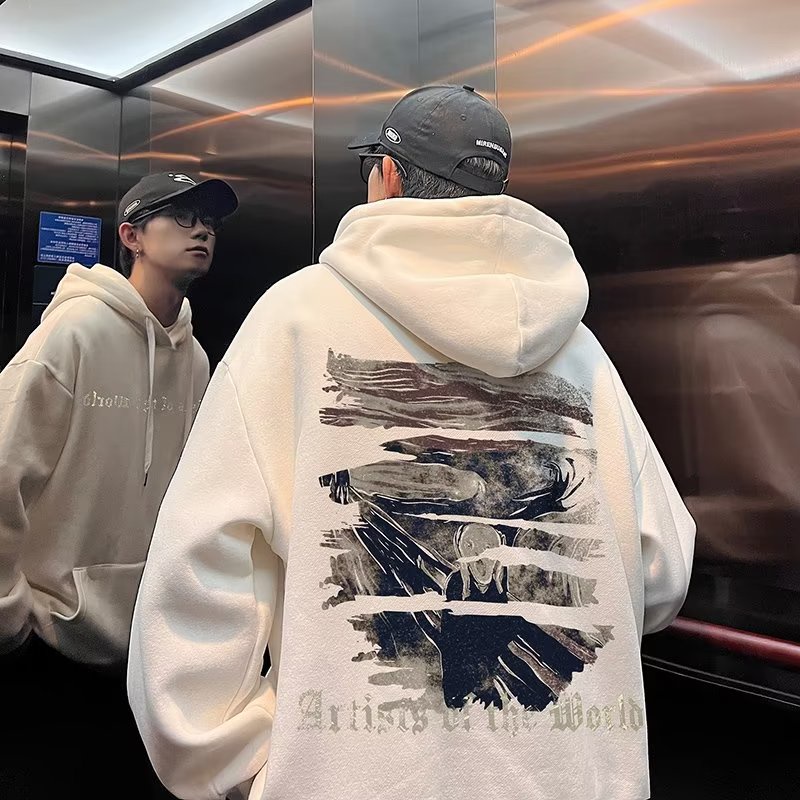 Áo Hoodie Dáng Rộng Chui Đầu Tay Dài In Hình Tranh Sơn Dầu Thời Trang Mùa Thu Cho Nam Sinh Giảm Giá