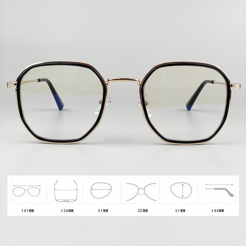 Gọng Kính Cận, Kính Giả Cận Nam Nữ, Chống Ánh Sáng Xanh. Mắt Vuông Siêu Nhẹ Gọng Kim Loại Viền Nhựa - BLUE LIGHT