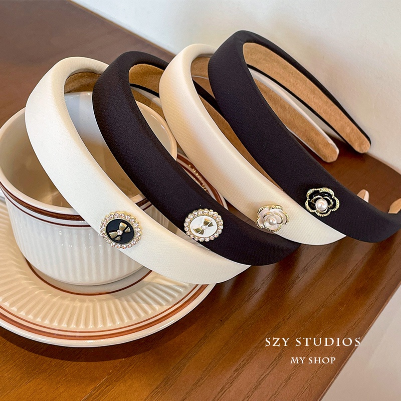 Băng Đô Cài Tóc Bằng Xốp Họa Tiết Hoa Trà Phong Cách Pháp Cổ Điển Thời Trang Cho Nữ