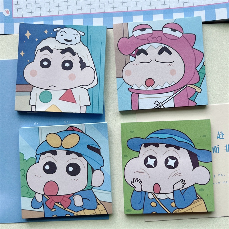 Set 50 Tờ Giấy Ghi Chú Chống Dính Hình Cậu Bé Bút Chì Shin-chan Dễ Thương