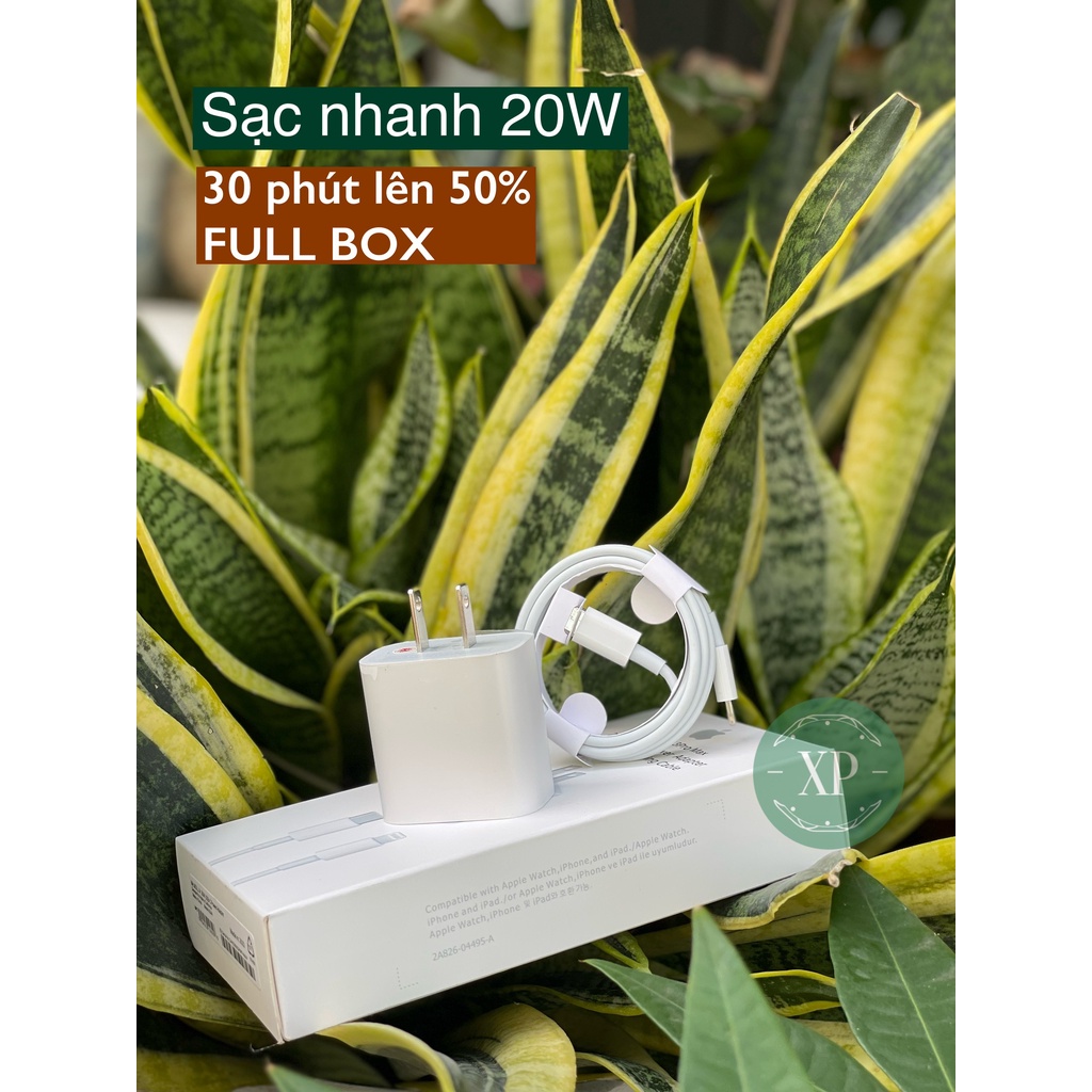 FullBox_Bộ Củ Sạc Nhanh (PD 20W) + Cáp USB-C To (Cáp Chân Dẹp) Công Suất Tối Đa, sử dụng cho IP8,X/11/12/13/14