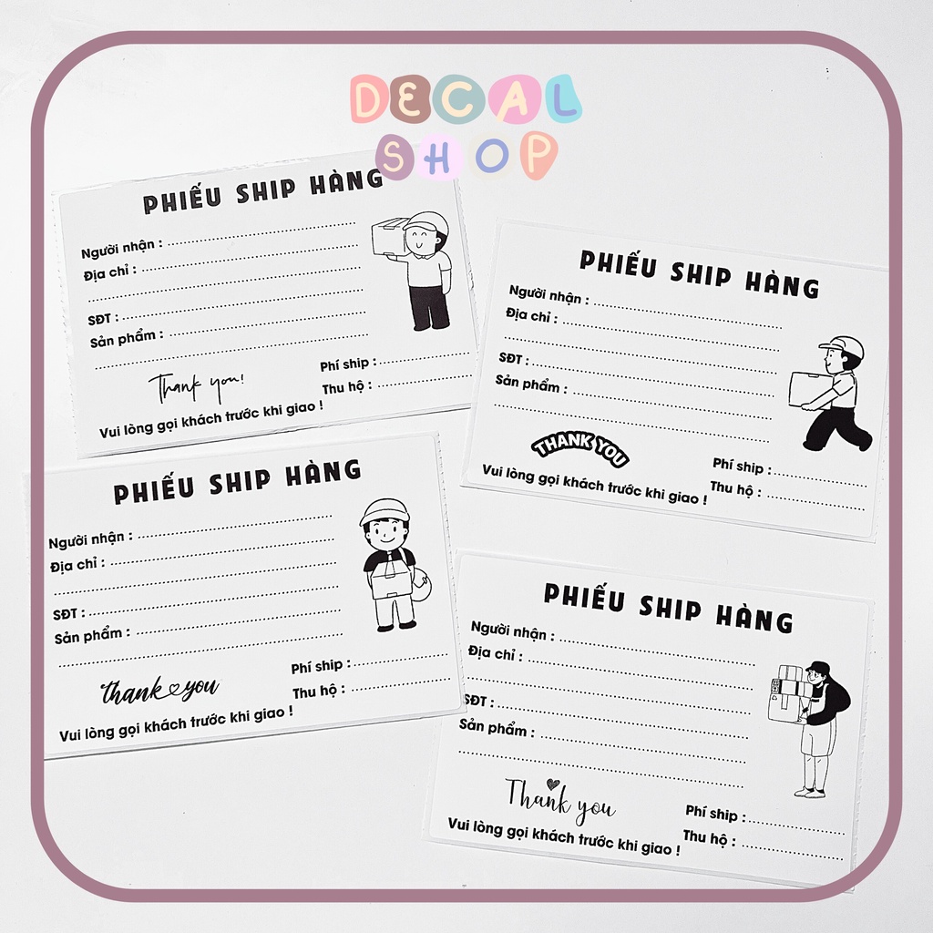 50-100 Phiếu Giao Hàng - Có Keo Sẵn