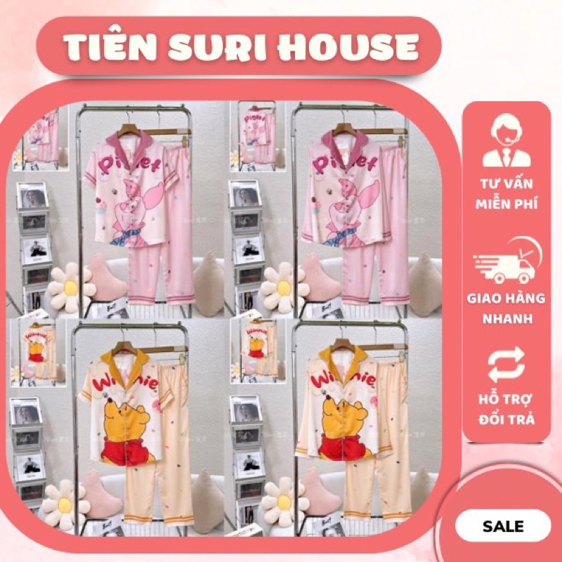 Pyjama Lụa Latin Thiết Kế Cao Cấp Booboo Gấu Pooh Nhiều Mẫu- Tiên Suri House