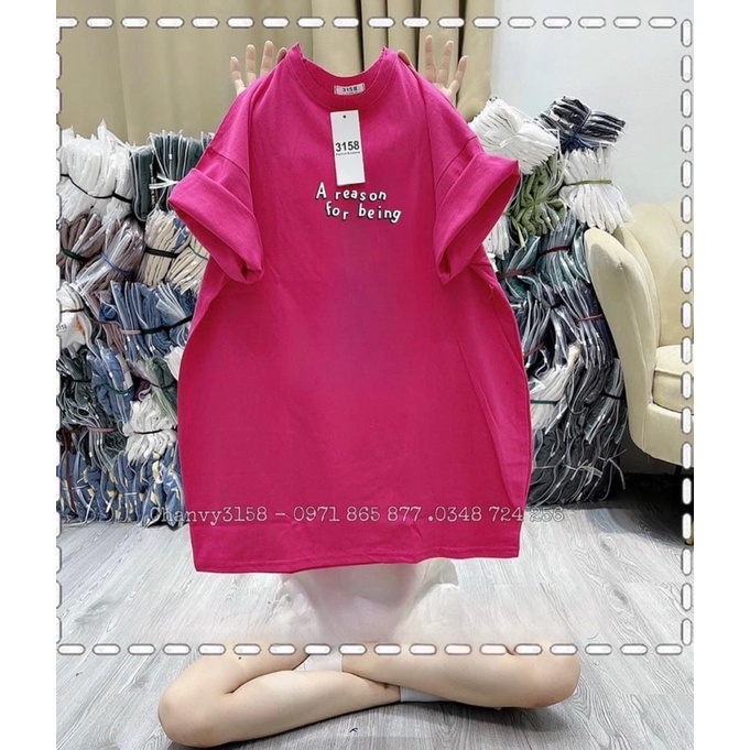 Áo phông cotton khô 3158 form rộng nam nữ oversize in chữ Areason