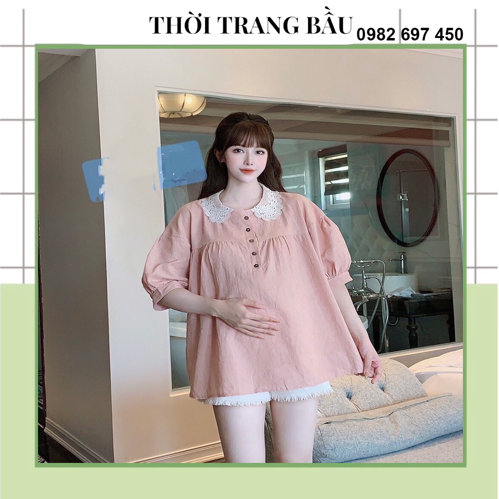 [thoitrangbau1 V77] ÁO BẦU CÔNG SỞ-ÁO BẦU MÙA HÈ BABAY DOLL VẢI HÀN ĐẸP CỔ SƠ MI REN CỰC XINH