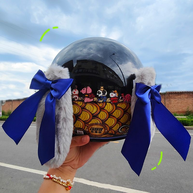 Plus Mũ Bảo Hiểm Hình Tai Thỏ Bằng Lông Sáng Tạo Độc Đáo Trang Trí Cho Bé Gái