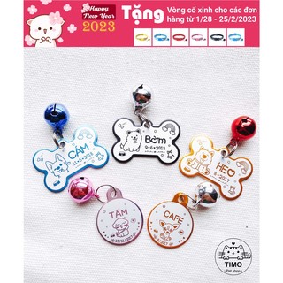 [TẶNG VÒNG CỔ] Bảng tên chó mèo, thú cưng - Nhôm (Tặng kèm chuông)