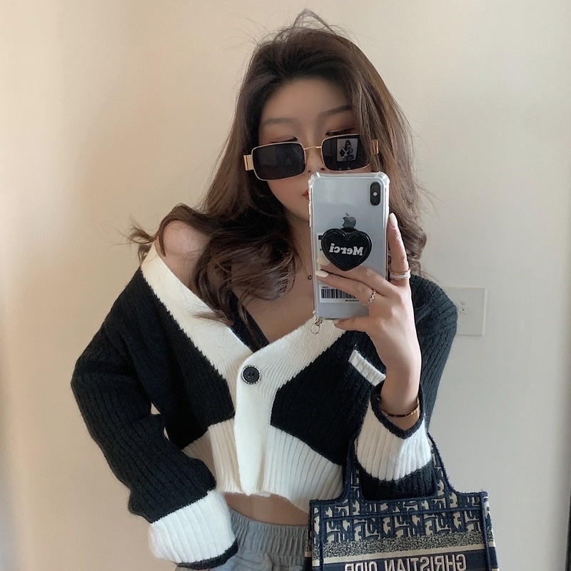 Áo Cardigan Tay Dài Dáng Ngắn