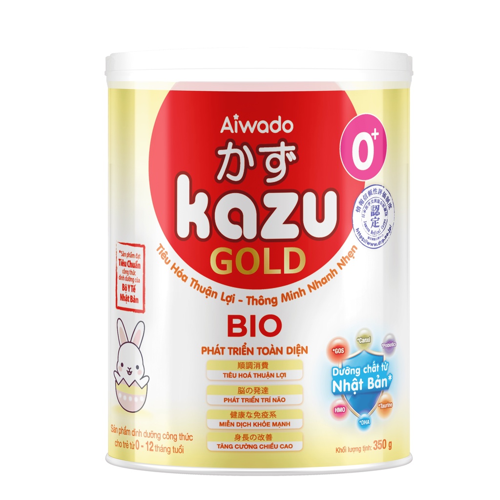 Sữa bột Aiwado KAZU BIO GOLD 0+ lon 350g - SỮA MÁT TIÊU HOÁ