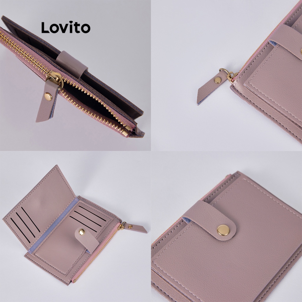 Túi nữ LOVITO bằng PU màu trơn kéo khóa thanh lịch L38BA29 (màu hồng)