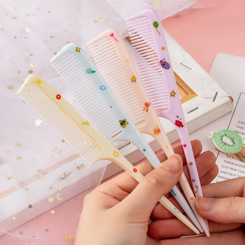 Bộ 2 Lược Chải Tóc Đuôi Nhọn Răng Mảnh Hình Động Vật Hoạt Hình Cho Bé