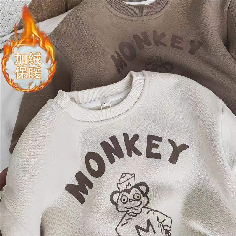 Áo Hoodie Vải Bông Chui Đầu In Chữ Thời Trang Thu Đông Mới Cho Bé Trai Và Gái