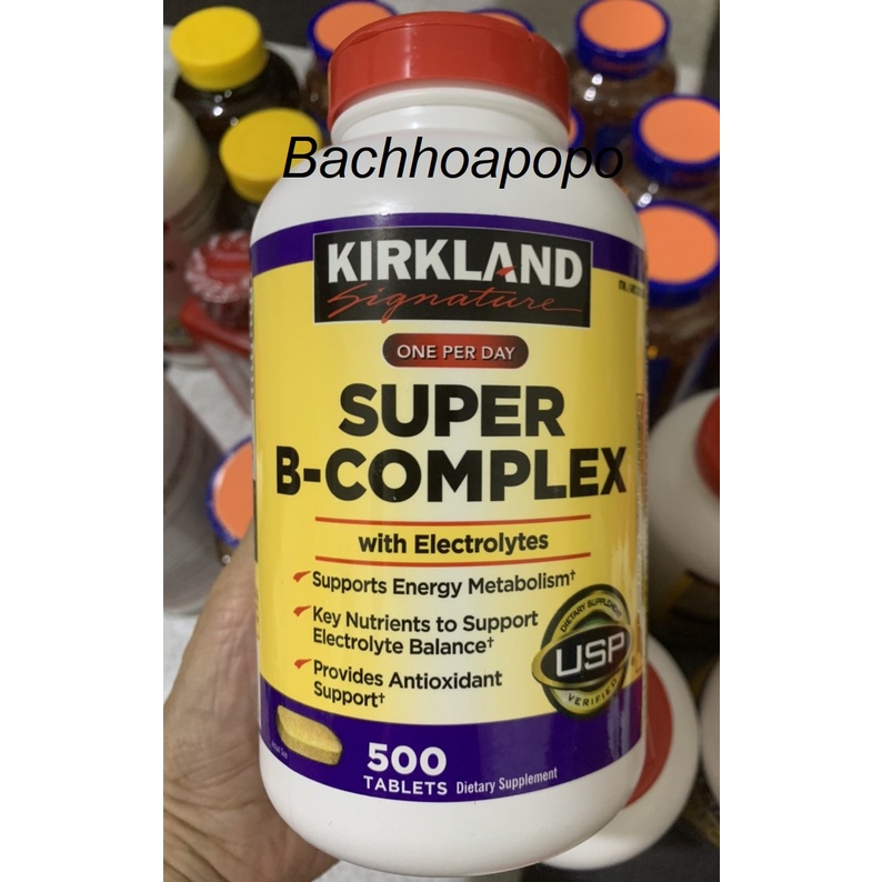 Viên uống Super B - Complex Kirkland 500 viên bổ sung Vitamin B tổng hợp của Mỹ
