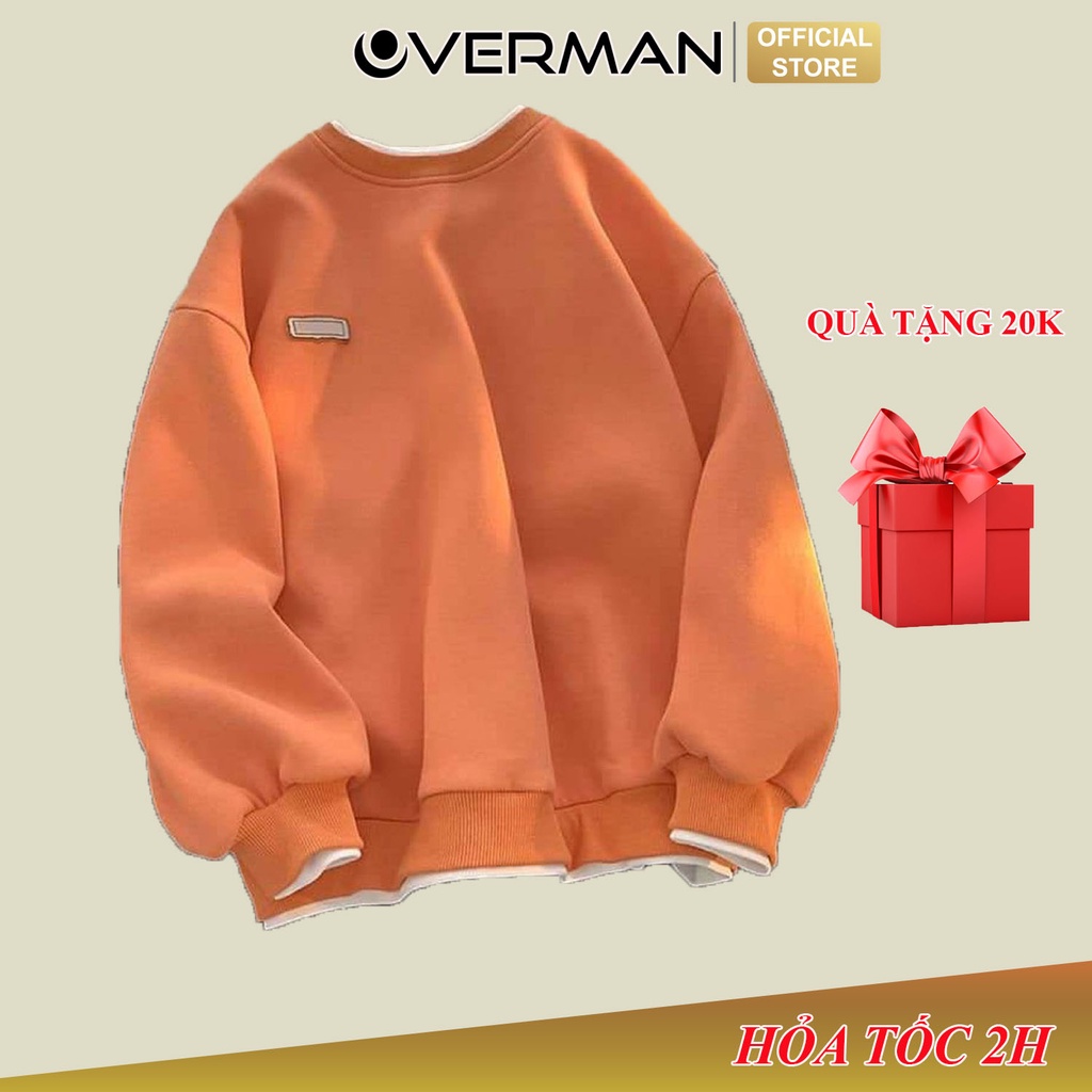 Áo Sweater Nam Nữ form rộng Basic nỉ bông cao cấp phối Layer Unisex kiểu dáng thời trang Trẻ trung AD02 OVERMAN