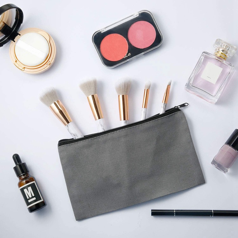 Túi Đựng Bút Bằng Vải Canvas Cotton Trơn Có Khóa Kéo DIY