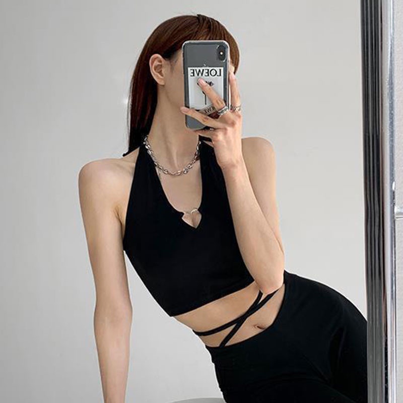 Áo Hai Dây Dáng Ngắn Phong Cách Hàn Quốc Thời Trang Quyến Rũ Cho Nữ