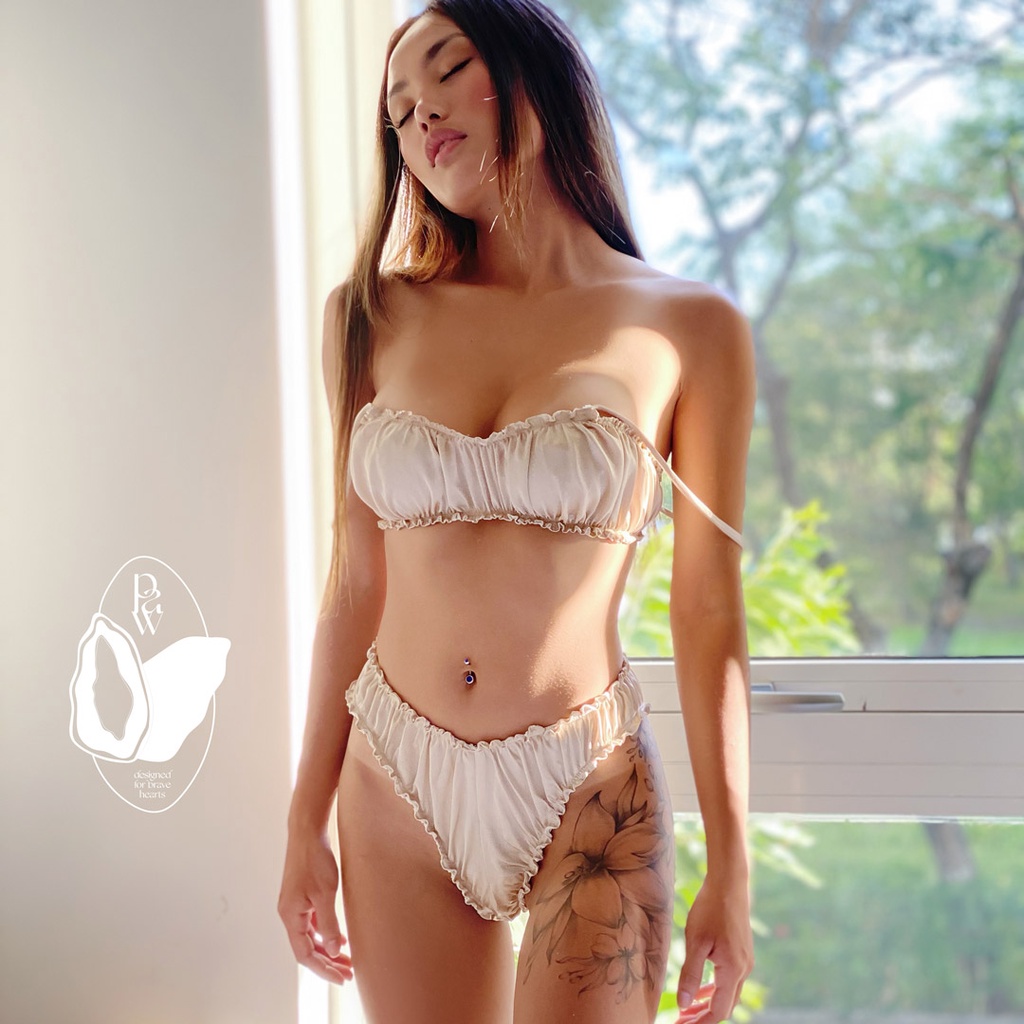 Set đồ lót nữ lụa satin màu gold - I'm cute set