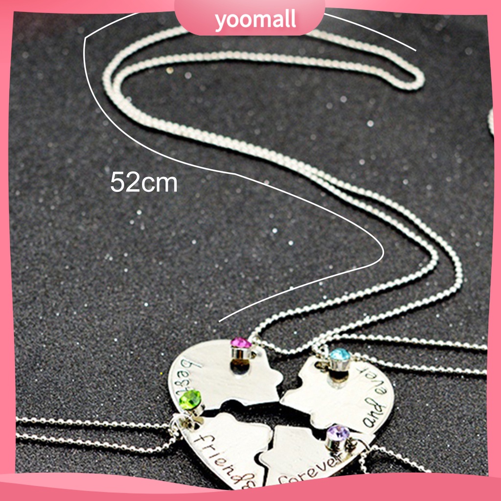 Bộ 4 Vòng cổ Mặt Trái Tim Đính Đá Cho Bạn Thân