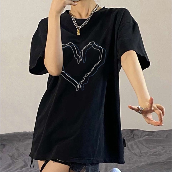 Áo thun SUXI tay ngắn cổ tròn dáng rộng in họa tiết đơn giản thời trang mùa xuân cho nữ