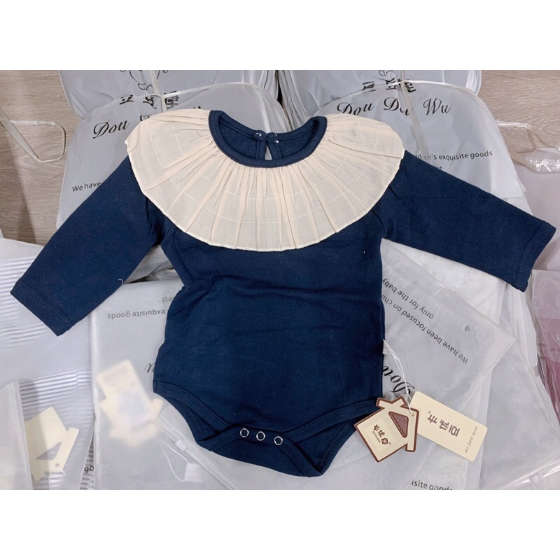 Bodychip dài tay cotton siêu co giãn, cổ bèo cách điệu hàng qccc 6-9kg