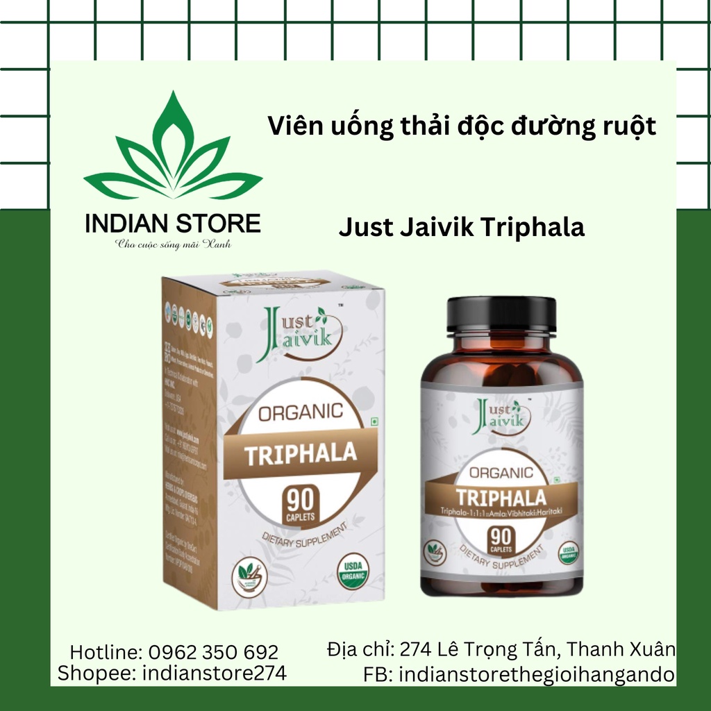 Viên uống thải độc ruột Just Jaivik Triphala