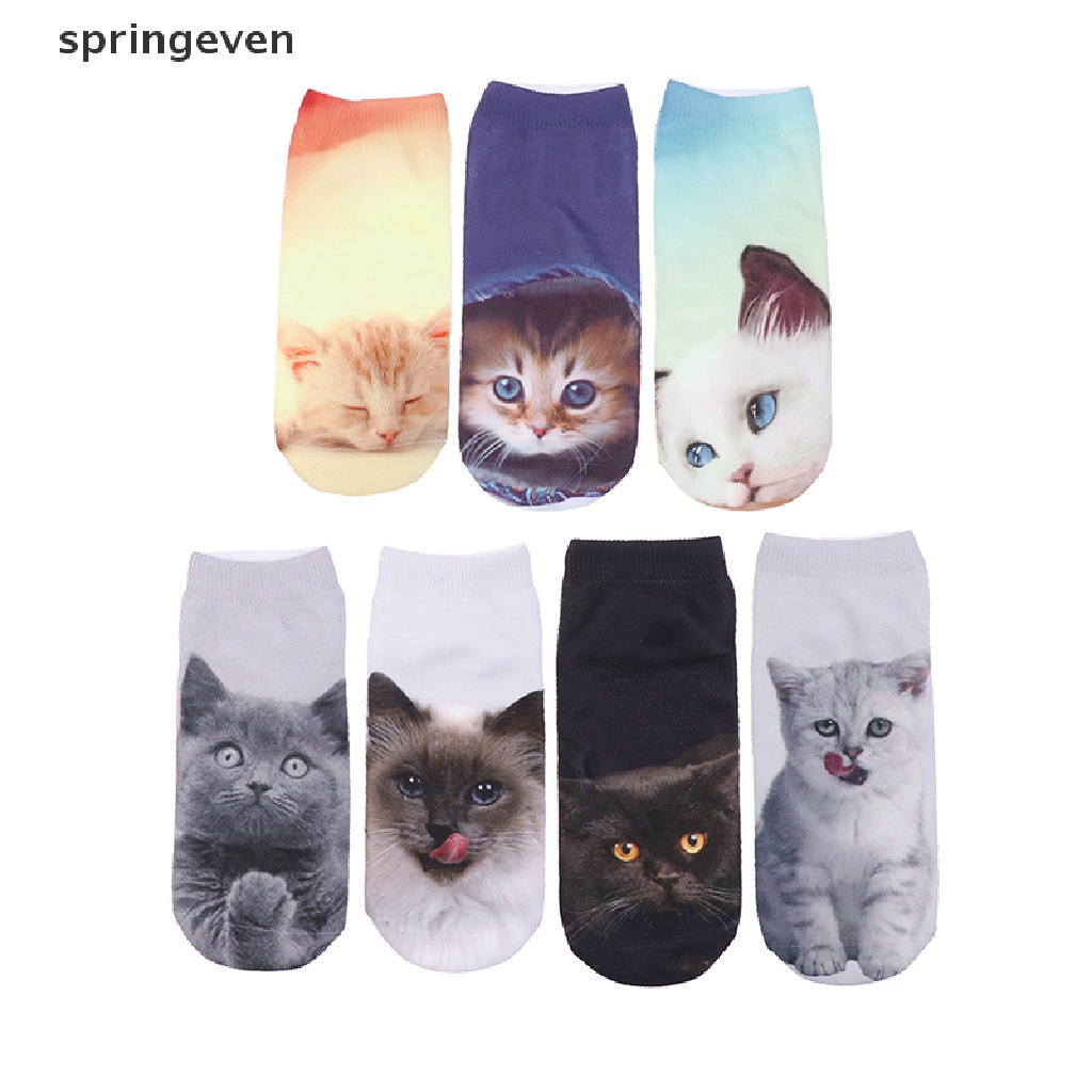1 Đôi Tất Cổ Trung In Hình Mèo 3D Dễ Thương Cho Bé
