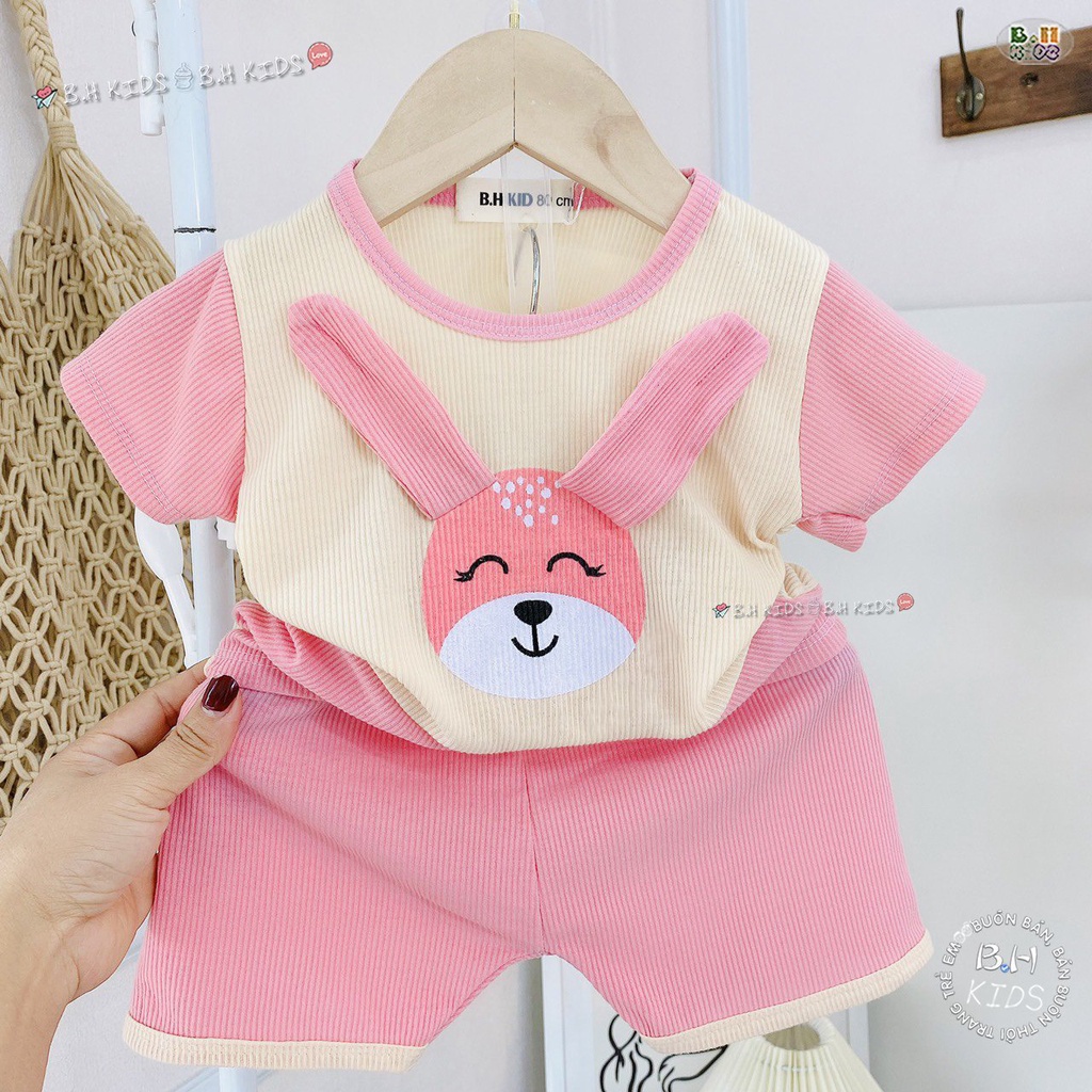 Bộ Cộc Tay Cho Bé, Bộ Tăm Lạnh Họa Tiết Tai Thật Đáng Yêu Cho Bé Trai Bé Gái Từ 8 - 18kg