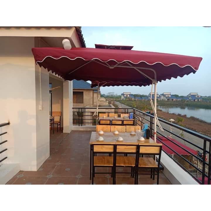 Ô Dù Lệch Tâm Mái Vuông Che Nắng Mưa Ngoài Trời 2m5x2m5 Vải Dù Polyter Nhập Khẩu Có In Logo Thương Hiệu