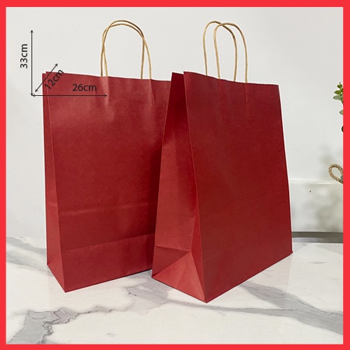 10 TÚI KRAFT ĐỎ ĐẬM 26X33X12CM  - TÚI ĐỨNG