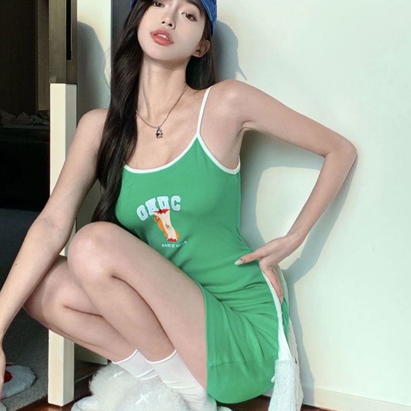 Đầm XINLANYASHE hai dây dáng ôm thời trang 2023 gợi cảm dành cho nữ