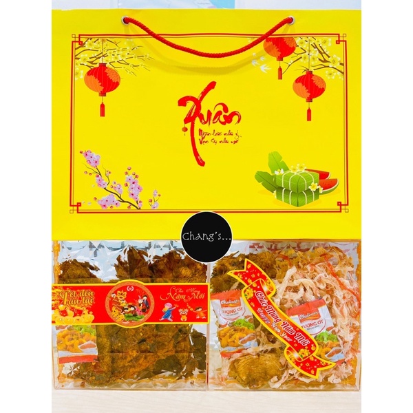Túi đựng bánh kẹo mứt khô bò, khô gà, khô mực làm quà Tết sang trọng lịch sự Chang’s Food