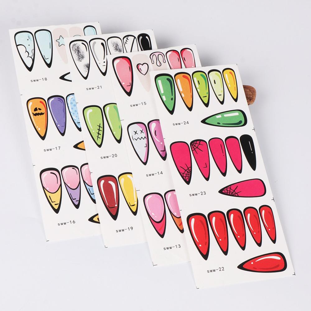 LOMBARD Miếng Dán Trang Trí Móng Tay Hình Ngọn Lửa / Trái Tim / Giọt Nước Phong Cách Pháp