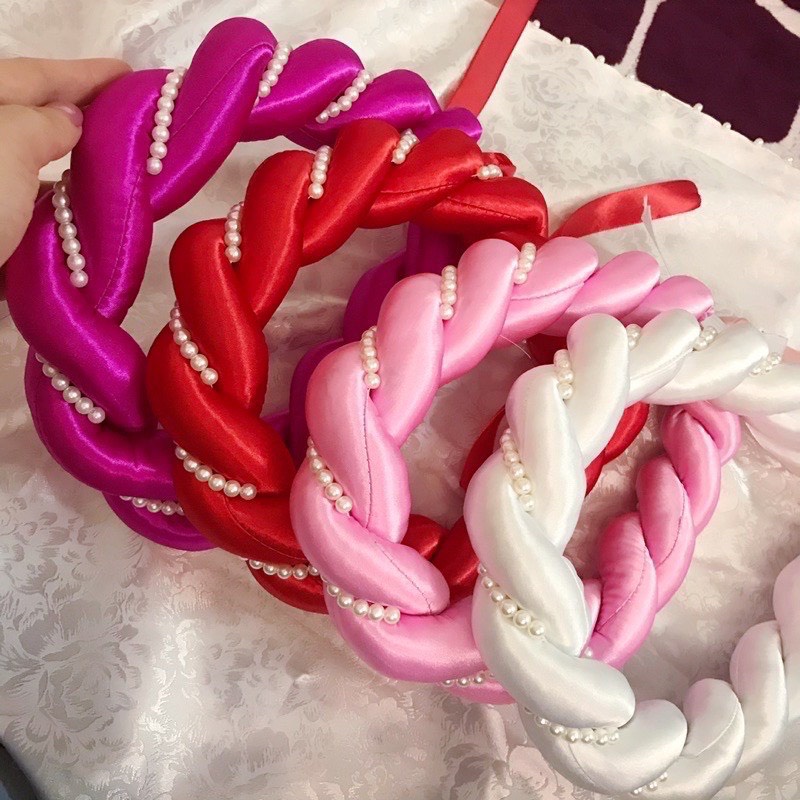 Mấn Đội Đầu - Mấn Áo Dài - Mấn Xoắn Đính Cườm kiểu dáng xoắn phù hợp với mọi lứa tuổi