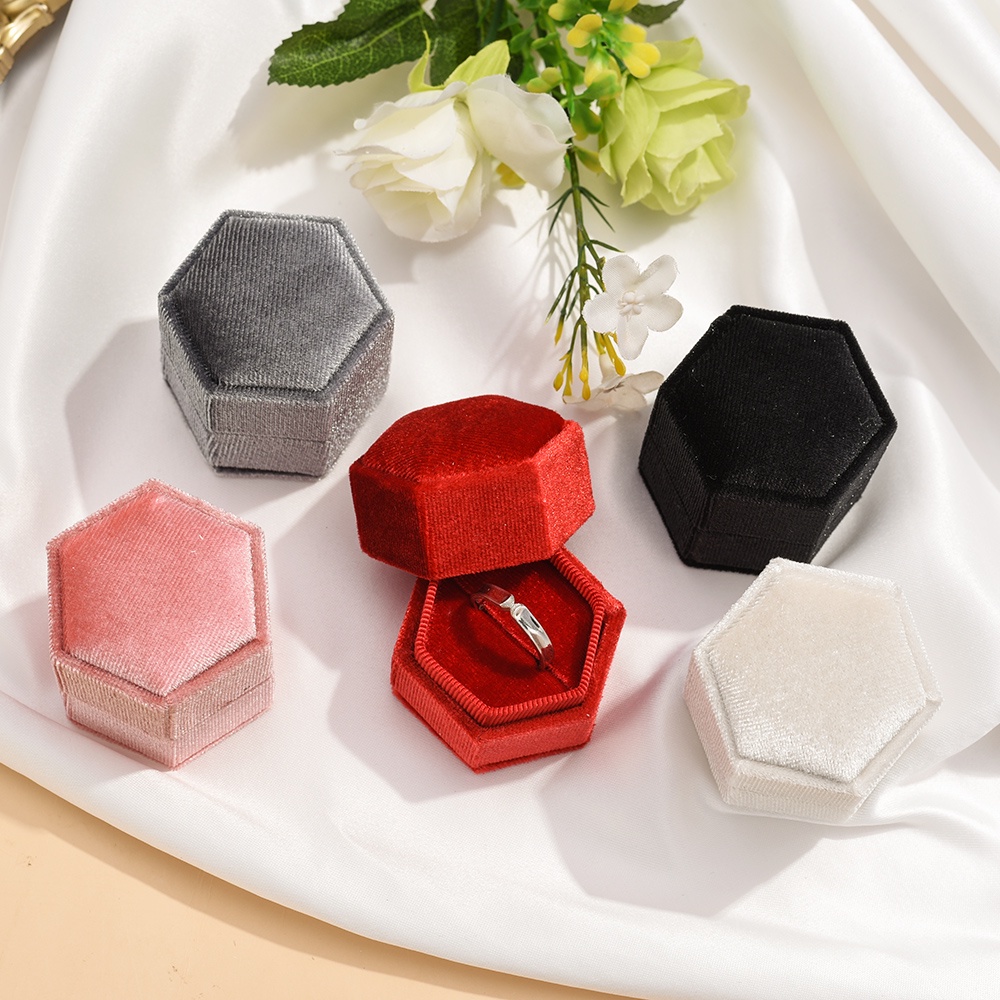 Hộp Đựng Trang Sức Hình Lục Giác Bằng Nhung Bền Bỉ Tiện Dụng