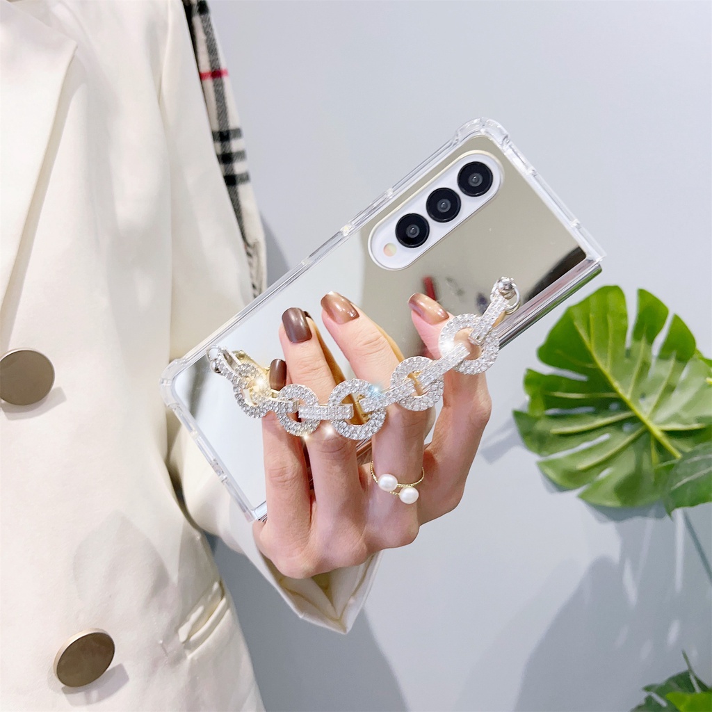 Ốp Điện Thoại Tráng Gương Đính Đá Sang Trọng Phong Cách Hàn Quốc Cho Samsung Galaxy Z Fold 3 4 5G Z Fold 3 Fold 4 ZFold3 ZFold4