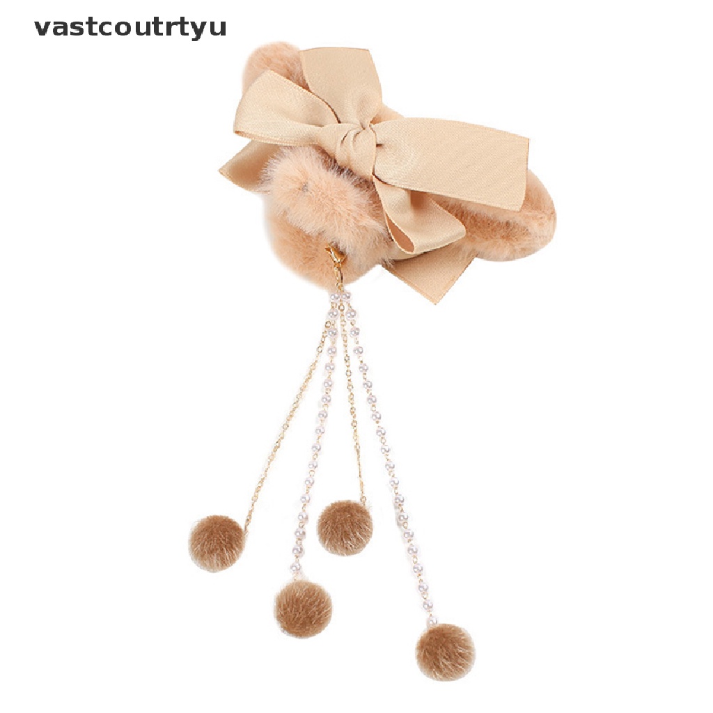 Vas Kẹp Tóc Càng Cua Đính Nơ Tua Rua Lông Xù Dày Dặn Dễ Thương Mùa Đông Cho Nữ n