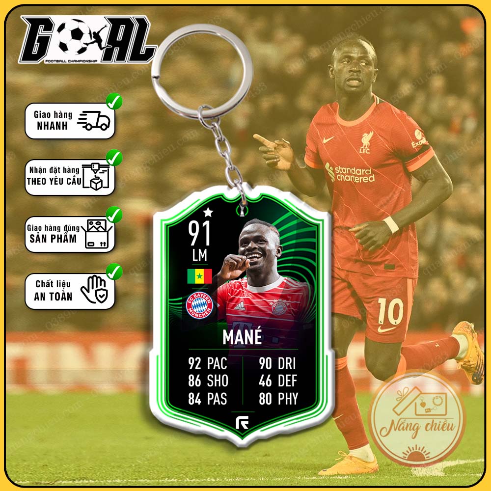 Móc khóa cầu thủ Sadio Mané-thẻ bóng đá CLB Bayern Munich hottrend 2023-phụ kiện treo balo chất lượng cao cấp[6125-6136]