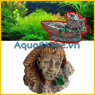 Tượng đầu Nhân Sư ,Tàu Đắm trang trí bể Cá Cảnh