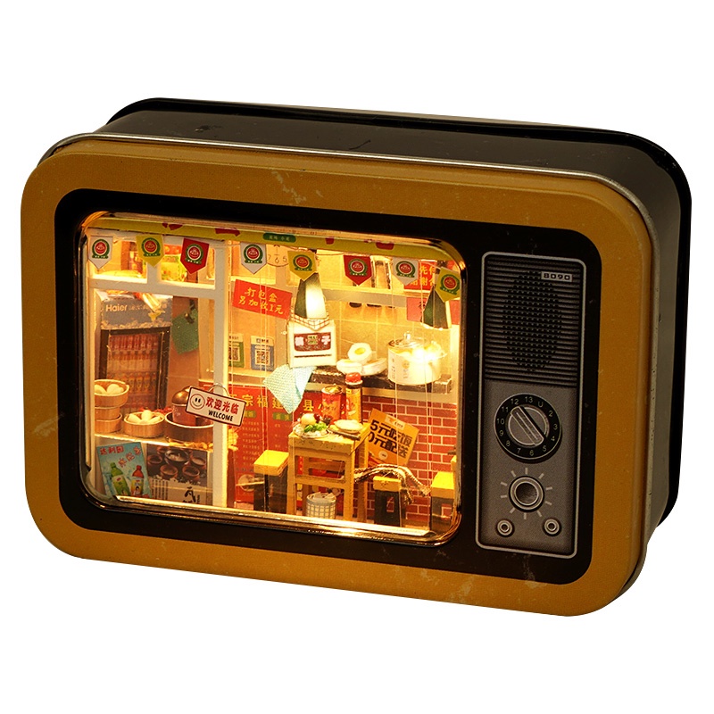 Kèm keo dán gỗ - Mô hình nhà gỗ lắp ráp búp bê Dollhouse DIY - TH21 TH22 TH23 Tivi